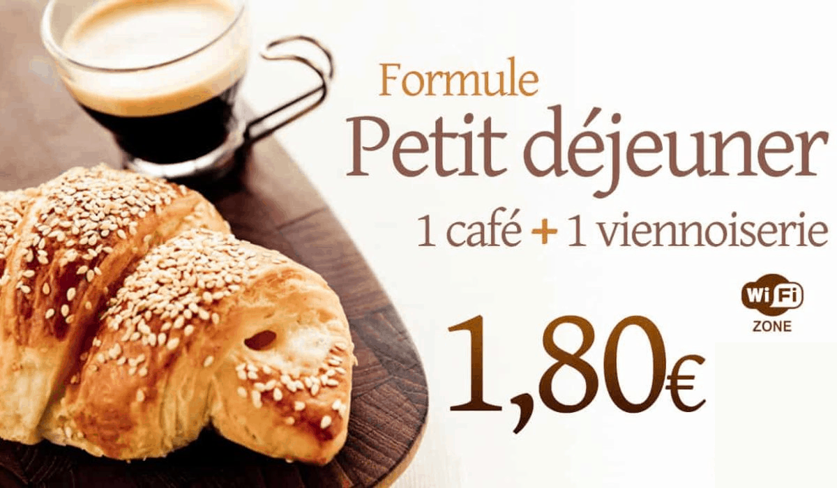 Formule petit-dejeuner 1 café + 1 viennoiserie pour 1,80€